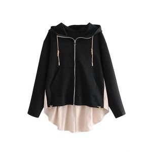 NEW SUNDAYUP mckenna contrast front zipper hoodie jacket in black